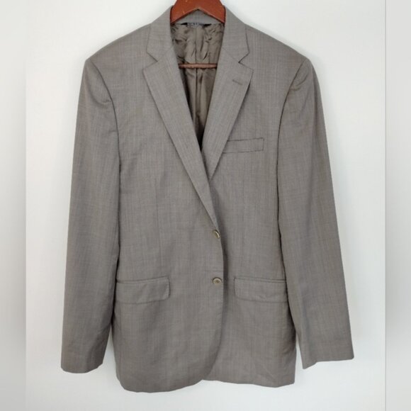 Ermenegildo Zegna Saks Fifth Ave Mens Blazer 42L Beige Wool Silk Blend Office - Picture 1 of 10